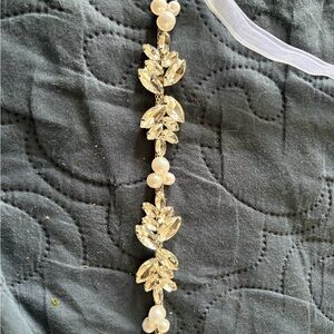 Crystal and Pearl Bridal Belt - Clear/Silver